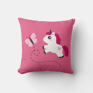 Cute White Unicorn met een vlinder Kussen