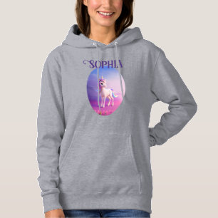 Cute White Unicorn met roze en blauwe mane Hoodie