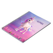Cute White Unicorn met roze en blauwe mane Notitieboek (Linkerzijde)