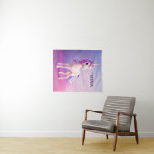 Cute White Unicorn met roze en blauwe mane Wandkleed (In Situ (horizontaal))