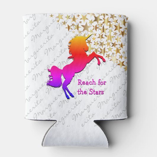 Cute White UNICORN Stars Personalized Custom Blikjeskoeler (Achterkant)