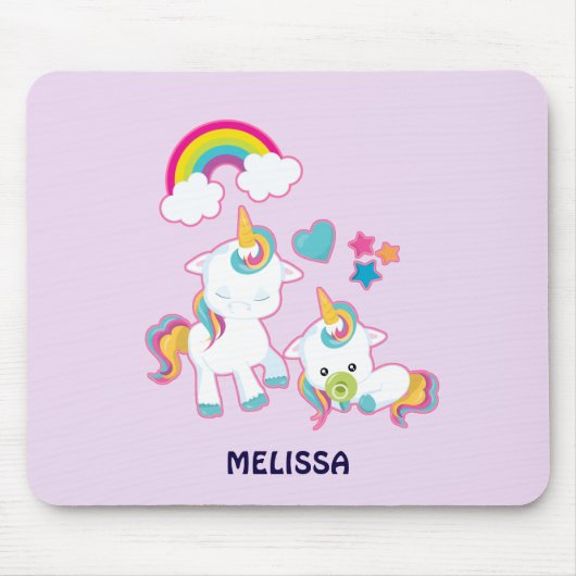 Cute White Unicorns Magical Mama & Baby Muismat (Voorkant)