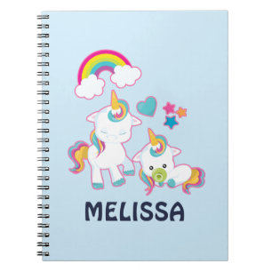 Cute White Unicorns Magical Mama & Baby Notitieboek