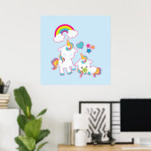 Cute White Unicorns Magical Mama & Baby Poster (Thuiskantoor)