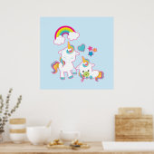 Cute White Unicorns Magical Mama & Baby Poster (Keuken)