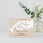 Cute White Whale Baby shower Beige Invitation (Debout devant)