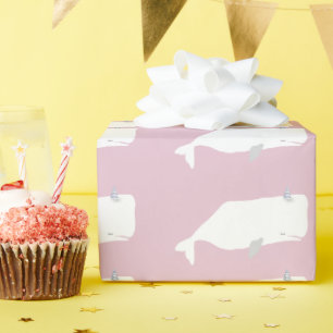 Cute White Whale Zee Ocean Dusty Pink Cadeaupapier