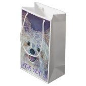 CUTE WHITE YORKIE MIX KLEIN CADEAUZAKJE (Achterkant Gekanteld)