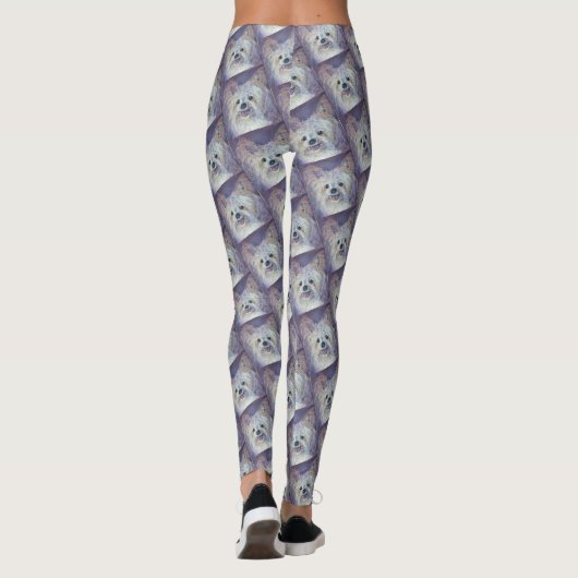 CUTE WHITE YORKIE MIX LEGGINGS (Achterkant)