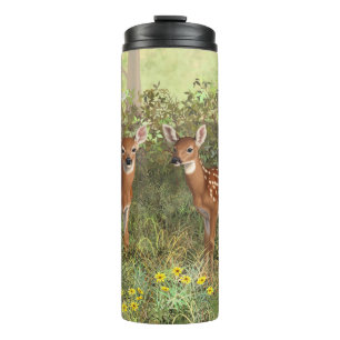 Cute Whitetail Deer Twin Fawns Thermosbeker
