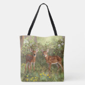 Cute Whitetail Deer Twin Fawns Tote Bag (Achterkant)