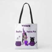 Cute Wicious Wandering Witch Personalized Hallowee Draagtas (Voorkant)