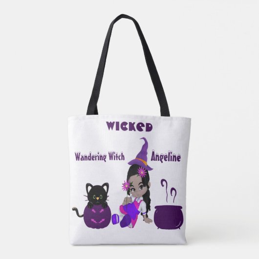 Cute Wicious Wandering Witch Personalized Hallowee Draagtas (Achterkant)