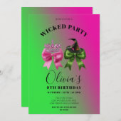 Cute Wicked Bow Invitation de fête d'anniversaire (Devant / Derrière)