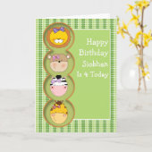 Cute Wild Animal Kaart (Gele Bloem)