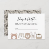 Cute Wild Animals Baby Shower Luier Raffle Ticket Kaart (Voorkant / Achterkant)
