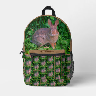 Cute Wild Brown Rabbit Personalized Animal Bedrukte Rugzak