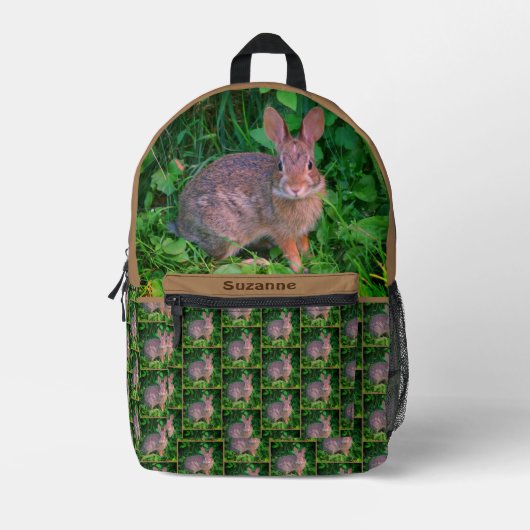 Cute Wild Brown Rabbit Personalized Animal Bedrukte Rugzak (Voorkant)