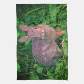 Cute Wild Brown Rabbit Wildlife Theedoek (Verticaal)