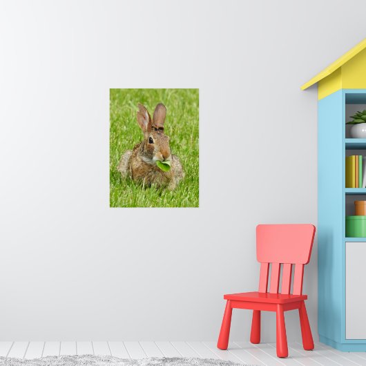 Cute Wild bunny Rabbit Eating Poster (Kinderkamer 1)
