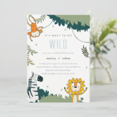 Cute Wild Jungle Animaux Genre Révéler Invitation (Debout devant)