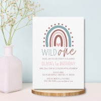 Cute Wild ONE Boho Rainbow Pink Girl Birthday 1st