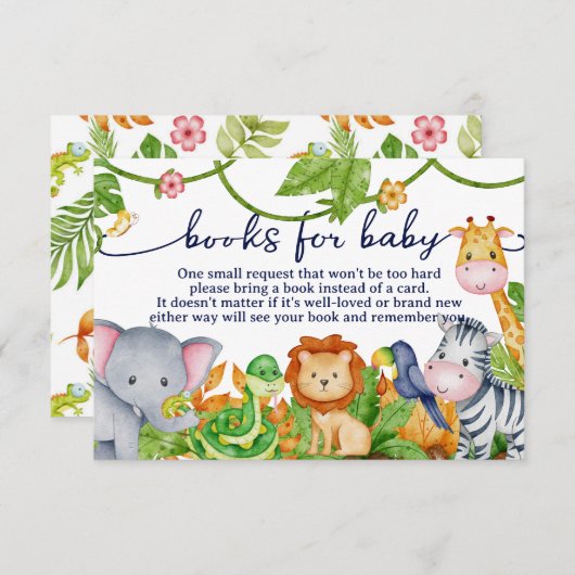 Cute Wild One Oerwoud Baby shower Book Request Informatiekaartje (Voorkant / Achterkant)