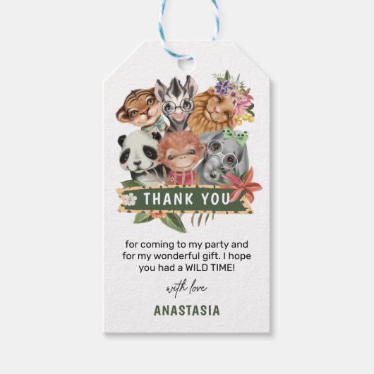 Cute Wild One Oerwoud Girl Bedankt dat je Labels g Cadeaulabel (Voorkant)