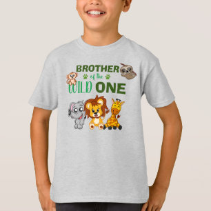 Cute Wild One Oerwoud Safari Animal Brother Zoo T- T-shirt