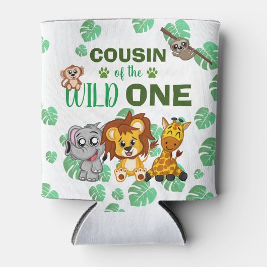 Cute Wild One Oerwoud Safari Animal neef Zoo Blikjeskoeler (Voorkant)