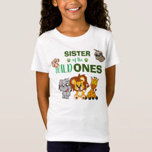 Cute Wild One Oerwoud Safari Animal Twins Sister T-shirt