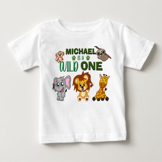 Cute Wild One Oerwoud Safari Animals First Birthda (Voorkant)