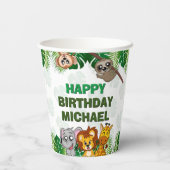 Cute Wild One Oerwoud Safari Animals First Birthda Papieren Bekers (Achterkant)