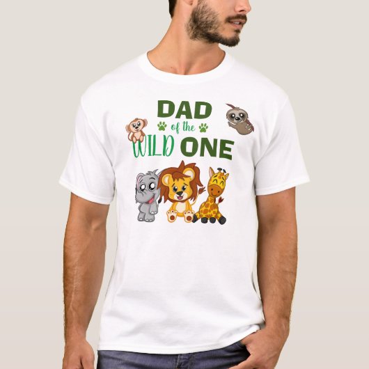 Cute Wild One Oerwoud Safari Zoo Animal Dad T-shirt (Voorkant)