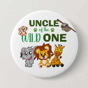 Cute Wild One Oerwoud Safari Zoo Animal oom Ronde Button 7,6 Cm