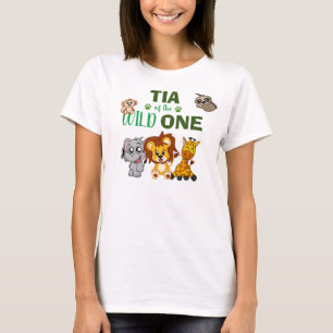 Cute Wild One Oerwoud Safari Zoo Animal Tia T-shirt