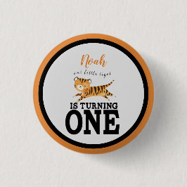 Cute Wild One Safari Oerwoud Tiger 1e verjaardag Ronde Button 3,2 Cm