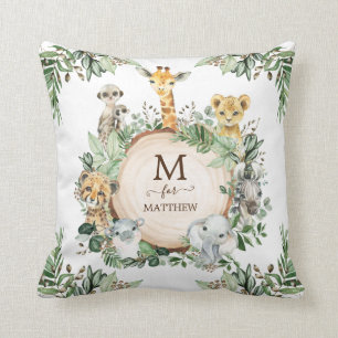 Cute Wild Safari Oerwoud Animals Rustic Greenery Kussen