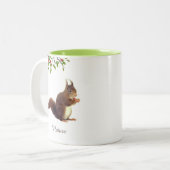 Cute Wild Squirrel & Personalized Text Two-Tone C Tweekleurige Koffiemok (Voorkant links)