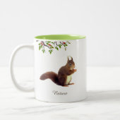 Cute Wild Squirrel & Personalized Text Two-Tone C Tweekleurige Koffiemok (Links)
