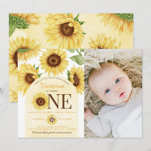 Cute Wild Sunflower die 1 ^ e verjaardag gaat vier Kaart