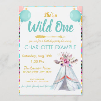 Cute Wild Teepee Birthday Party Custom RSVP Kaart