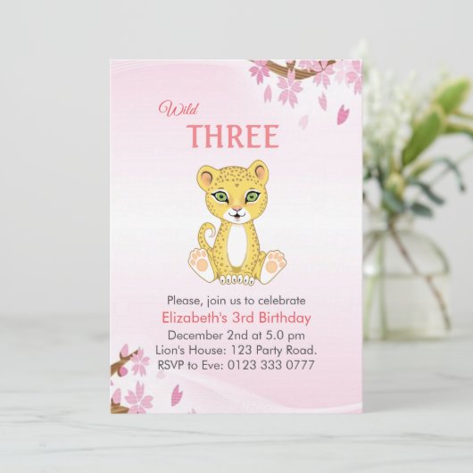 Cute Wild Three Leopard 3e Invitation d'anniversai (Debout devant)