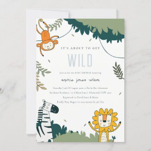 Cute Wild Tropic Oerwoud Animals Baby shower nodig Bedankkaart