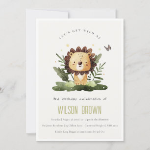 Cute Wild Tropical Oerwoud Animal Lion Birthday Kaart