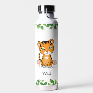 Cute wilde baby tijger op witte waterfles