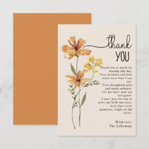 Cute Wildflower Baby shower Bedankkaart