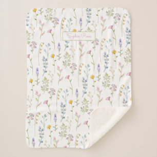 Cute Wildflower Pattern Sherpa Deken