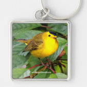 Cute Wilson's Warbler Songbird in Cherry Tree Sleutelhanger (Voorkant)