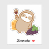 Cute Wine en Cheese Sloth Vinyl Sticker (Vel)